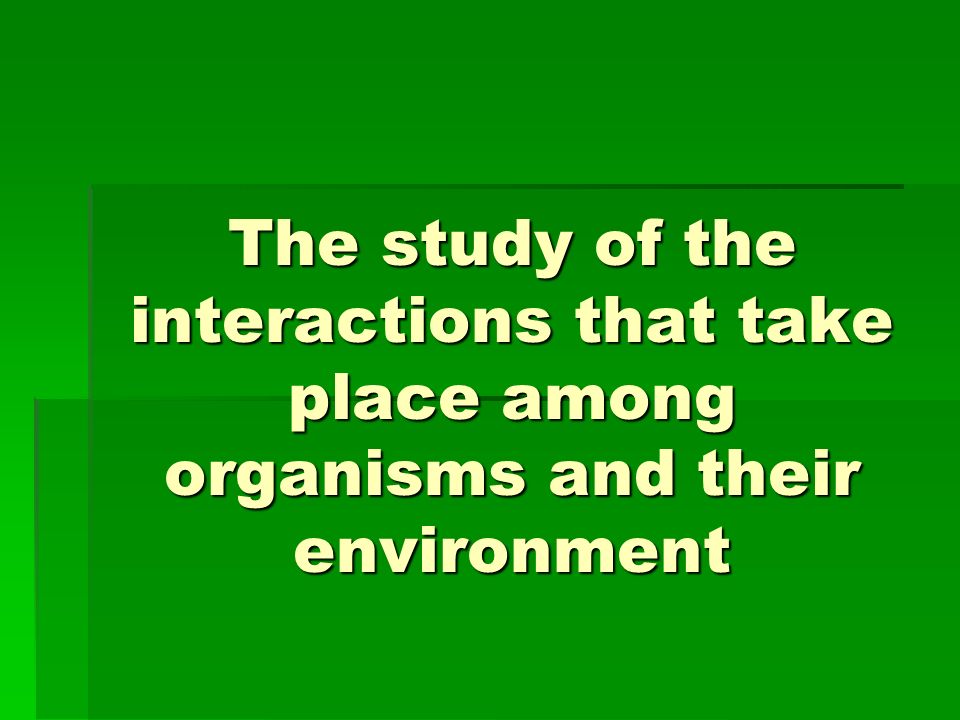 The study of the interactions that take place among organisms and their environment